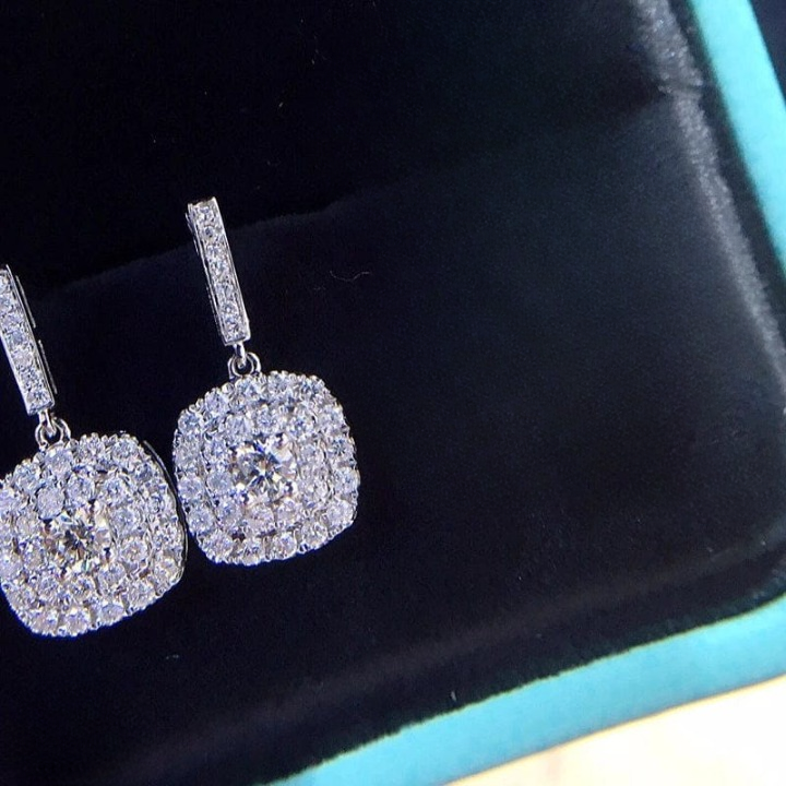 PJT-990 beautifull Sparkling Korean Zircon Earrings – Chic & Timeless Design Available In Golden And Silver Color - Golden