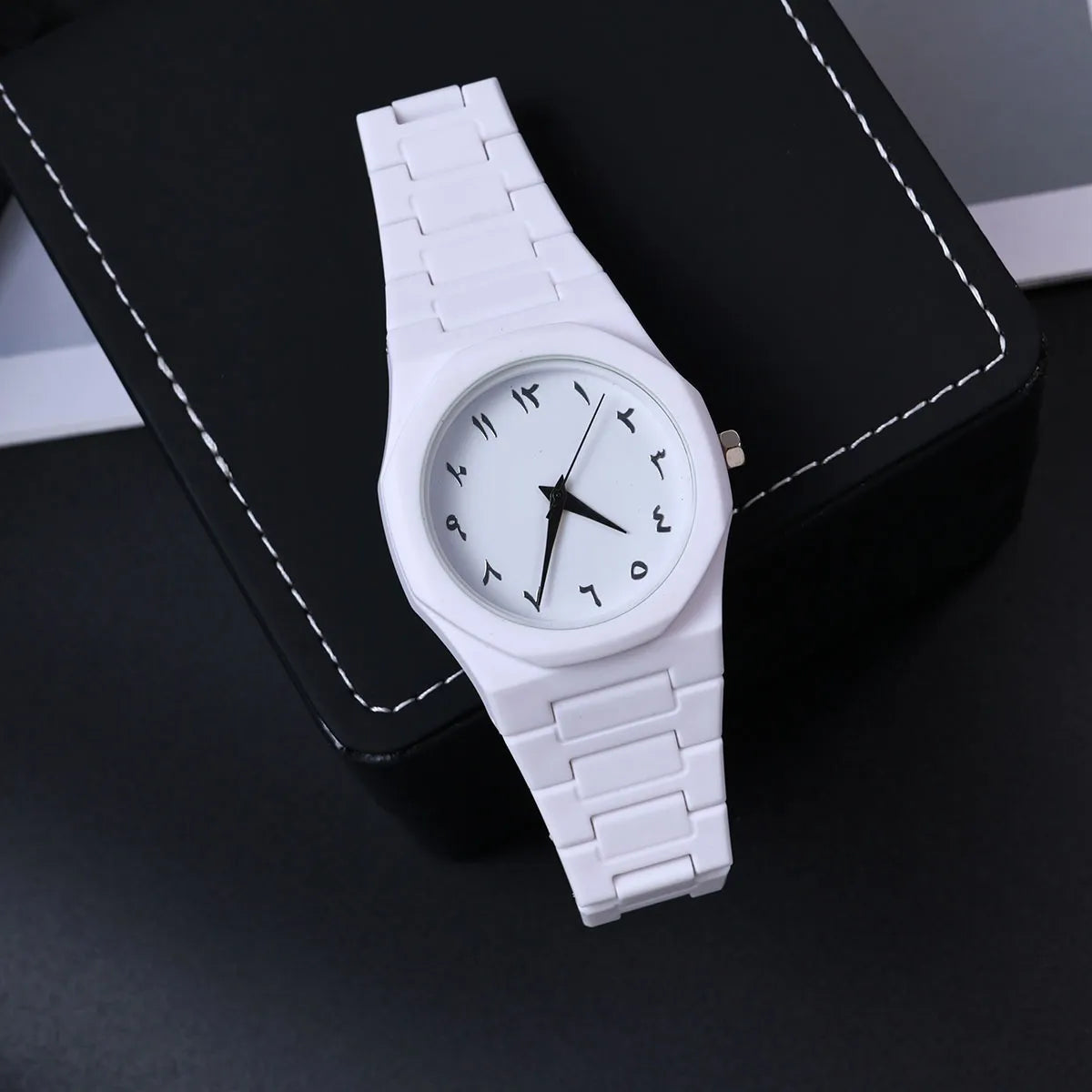 Aura White Unisex Watch – Arabic Dial with Gift Box & Battery