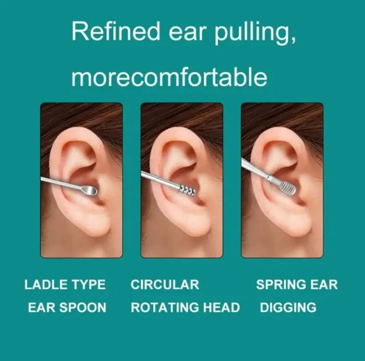 6Pcs Stainless Steel Ear Cleaner Set – Ear Wax Removal Curette Kit with Pickers & Spoon Tools