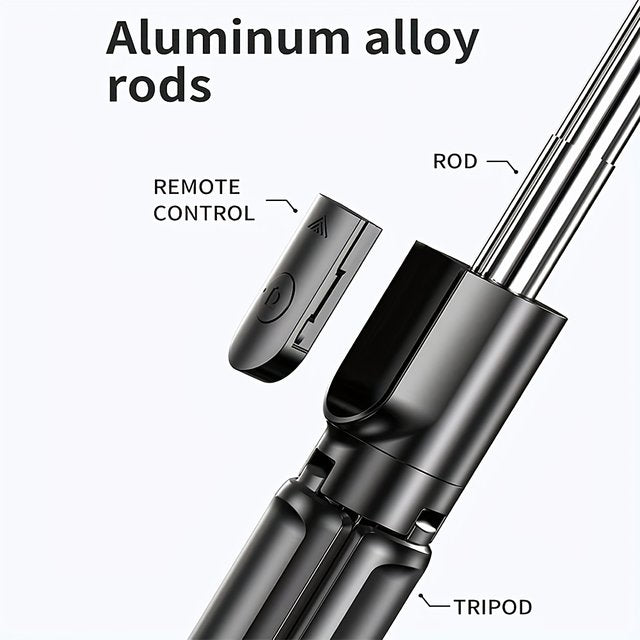 R1S Selfie Stick with Tripod | Bluetooth Foldable Selfie Rod with Remote Control for Phone Action Camera Iphone ﻿with flash light - With Light