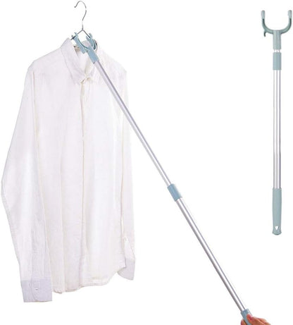 Extendable Telescopic Clothes Fork, Adjustable Laundry Hanging Fork with Hook (random color)