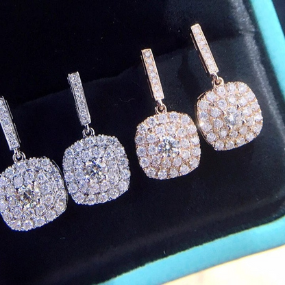 PJT-990 beautifull Sparkling Korean Zircon Earrings – Chic & Timeless Design Available In Golden And Silver Color - Golden