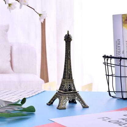 7-Inch Eiffel Tower Statue Home Decor | Bronze Alloy Metal Paris Landmark Model for Desk, Shelf & Gift