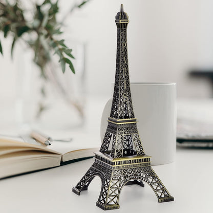 7-Inch Eiffel Tower Statue Home Decor | Bronze Alloy Metal Paris Landmark Model for Desk, Shelf & Gift