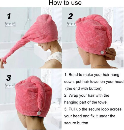 Hair Drying Towel Cap – Quick Dry, Soft & Absorbent Turban Wrap for Women | Anti-Frizz Hair Wrap Towel for Bathroom & Salon Use