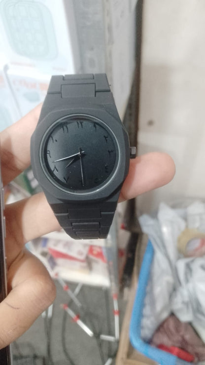 Full BLACK AURA Quartz Watch – Lightweight Design, , Premium Quality & Finish - Best Quality Analog Watch For Boys - Watch For Men | Full Black Color Watch - (Without Box)