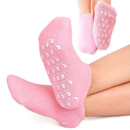 1 Pair Reusable Silicone Spa Gel Socks For Dry Feet And Cracked Heel Treatment – Moisturizing Hydrating Softening And Skin Smoothing Overnight Foot Care (Random Color)