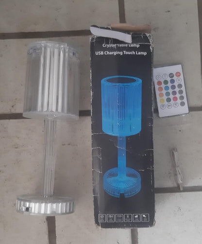 RGB Crystal Touch Table Lamp, LED Night Light Bedside Lamp with USB Charging Port for Living Room Bedroom