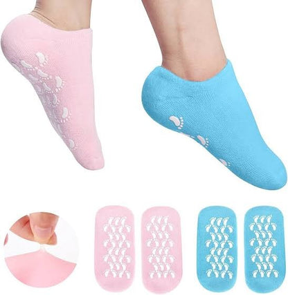 1 Pair Reusable Silicone Spa Gel Socks For Dry Feet And Cracked Heel Treatment – Moisturizing Hydrating Softening And Skin Smoothing Overnight Foot Care (Random Color)