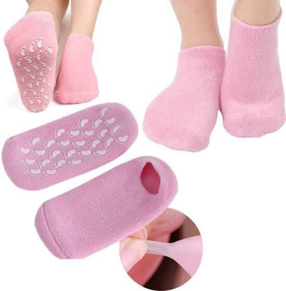 1 Pair Reusable Silicone Spa Gel Socks For Dry Feet And Cracked Heel Treatment – Moisturizing Hydrating Softening And Skin Smoothing Overnight Foot Care (Random Color)