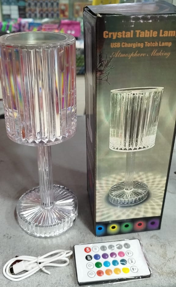 RGB Crystal Touch Table Lamp, LED Night Light Bedside Lamp with USB Charging Port for Living Room Bedroom