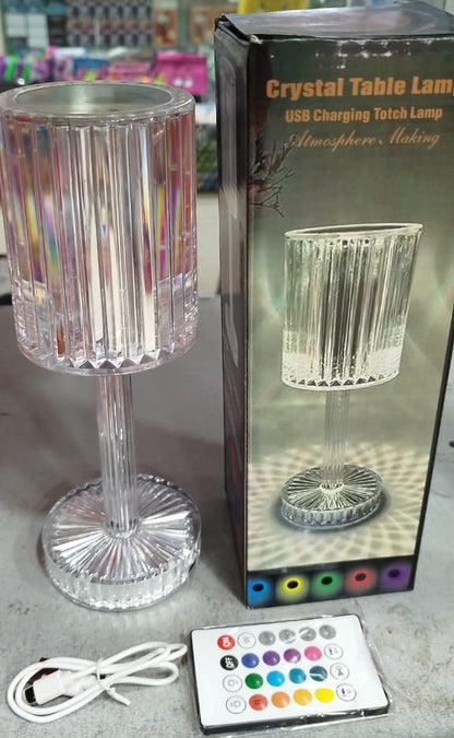 RGB Crystal Touch Table Lamp, LED Night Light Bedside Lamp with USB Charging Port for Living Room Bedroom